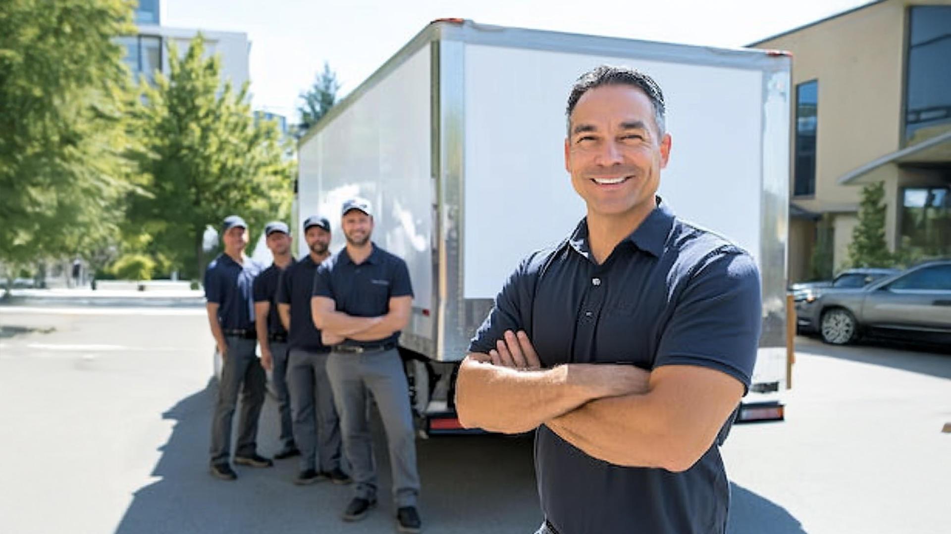 How to Choose the Right Moving Company- A Comprehensive Guide 2 Organized moving company with a team of male movers preparing for a next move in front of white truck in Vancouver