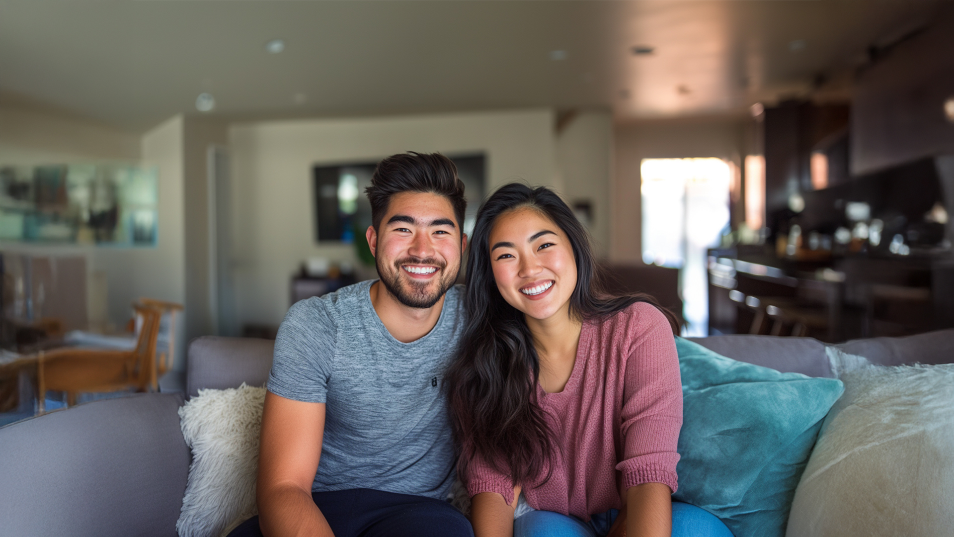 How to Choose the Right Moving Company- A Comprehensive Guide 3 A couple with big smiles is sitting in their living room, in Vancouver