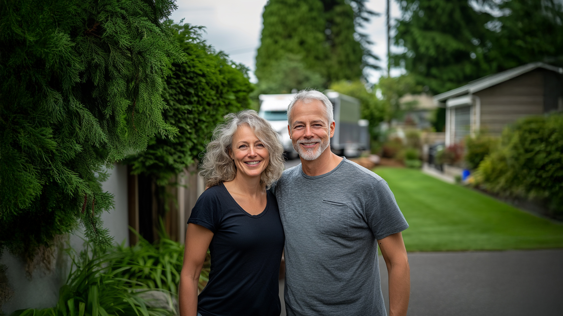 How to Choose the Right Moving Company- A Comprehensive Guide 4 A couple with big smiles is sitting in their living room, in Vancouver